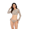 Maillot de bain de surf pour femme Bikini manches longues Maillot de bain imprimé tigre Push Up Maillot de bain d'été deux pièces Rash Guard de surf Bikini manches longues Ensemble maillot de bain