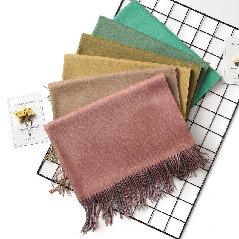 Écharpe d'hiver unie douce en cachemire léger, châle en cachemire, écharpe légère, châle, hijab, châle, écharpe élégante, couverture, bandana à pompons pour femme