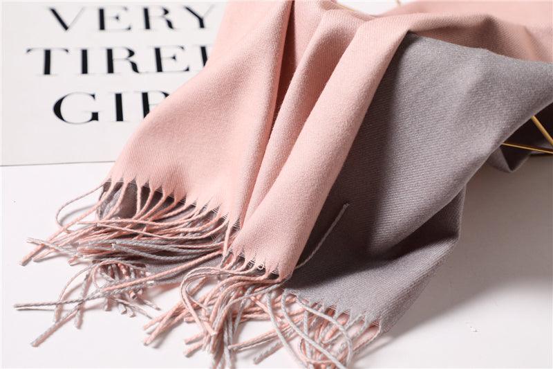 Écharpe d'hiver unie douce en cachemire léger, châle en cachemire, écharpe légère, châle, hijab, châle, écharpe élégante, couverture, bandana à pompons pour femme