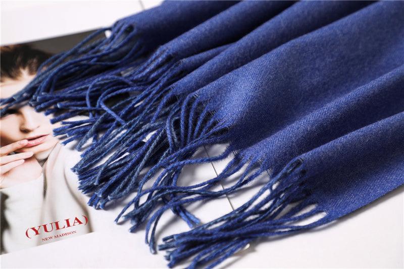 Écharpe d'hiver unie douce en cachemire léger, châle en cachemire, écharpe légère, châle, hijab, châle, écharpe élégante, couverture, bandana à pompons pour femme