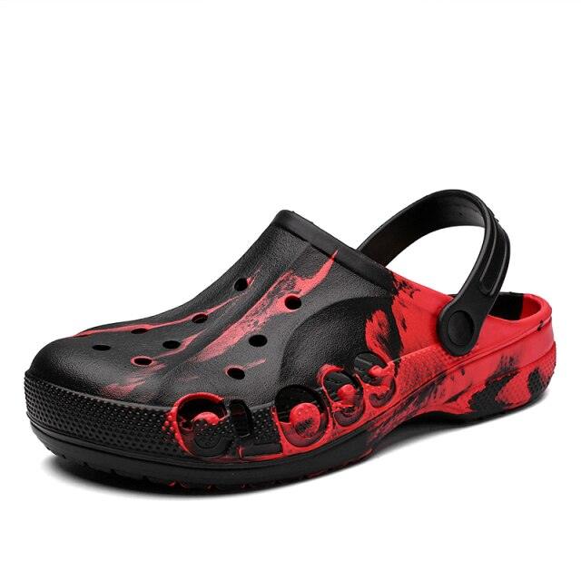 Nouvelles chaussures d'été pour hommes, sabots bleus, chaussures de jardin peintes, sandales plates de plage respirantes, sabots de jardin, mules classiques, semelle en caoutchouc antidérapante, sabots d'été à enfiler