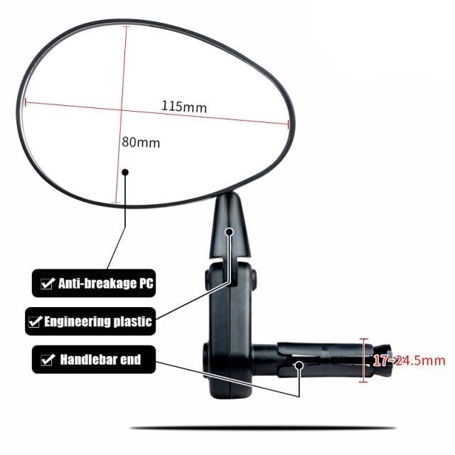 Rétroviseur de vélo intelligent, élégant, pour guidon, réflecteur arrière, pour VTT, vélo électrique, trottinette, miroir HD grand angle réglable, réflecteur arrière large, vision réglable, rétroviseurs gauche et droit pour vélo de route électrique.