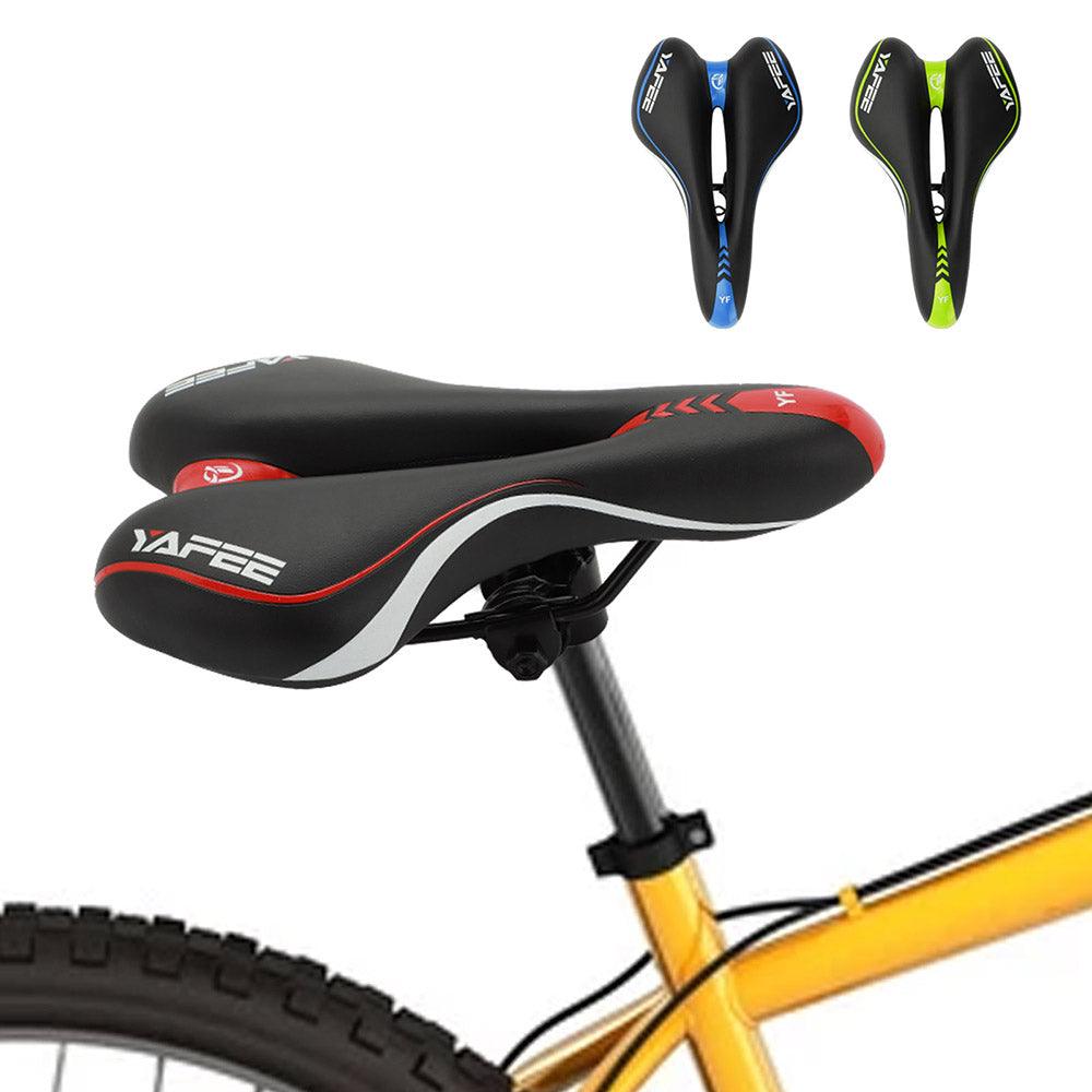 Selle de vélo de sport Souple Absorption des chocs Coussin de vélo creux confortable Éponge de cyclisme sur route La selle de vélo la plus confortable Amortisseur Étanchéité Adapté pour le fitness en extérieur Large selle de vélo rembourrée souple