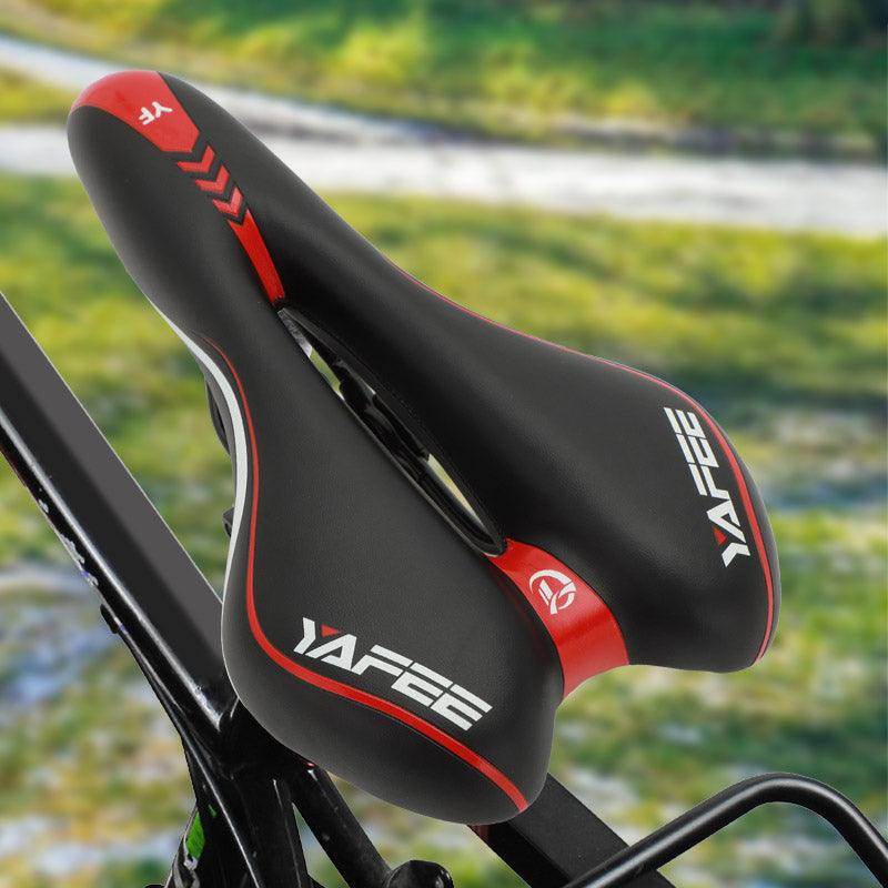 Selle de vélo de sport Souple Absorption des chocs Coussin de vélo creux confortable Éponge de cyclisme sur route La selle de vélo la plus confortable Amortisseur Étanchéité Adapté pour le fitness en extérieur Large selle de vélo rembourrée souple