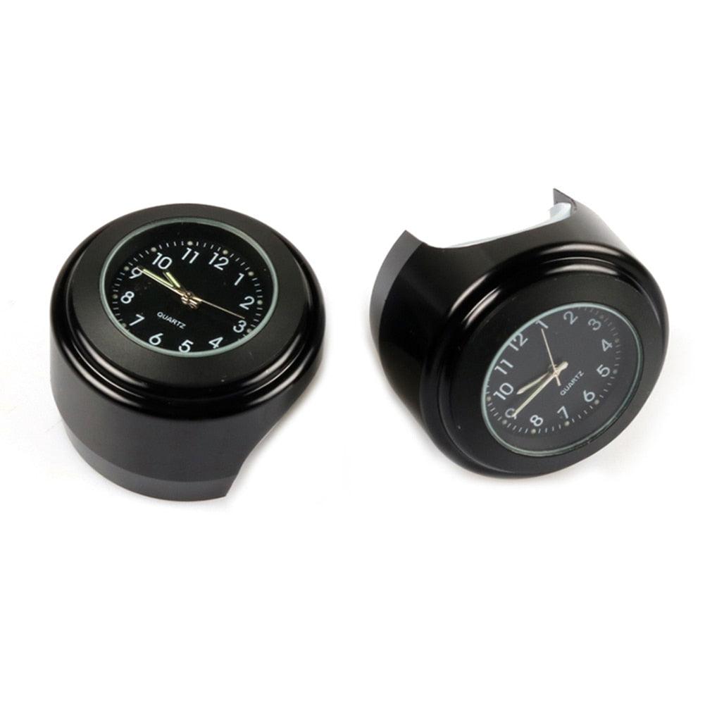 Horloge de guidon de moto multifonctionnelle de 22-25 mm Support universel étanche pour guidon de moto Montre à quartz lumineuse classique durable et pratique