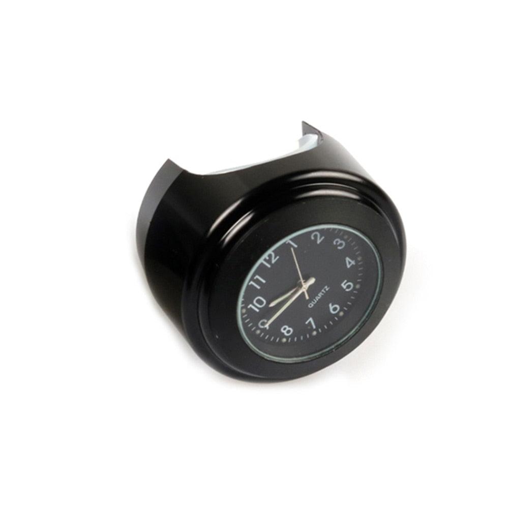 Horloge de guidon de moto multifonctionnelle de 22-25 mm Support universel étanche pour guidon de moto Montre à quartz lumineuse classique durable et pratique