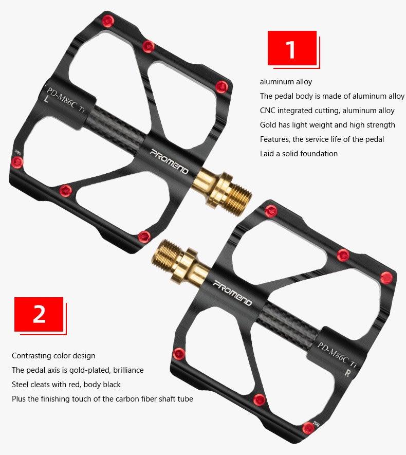 Pédale de vélo en titane Axe en titane Pédale de vélo en tube de carbone Pédale 3 Palin VTT Pédale de route Pédales de plate-forme de vélo Pédale de vélo Axe en titane Tube de carbone Pédale de vélo Pédale de VTT Pédale de route
