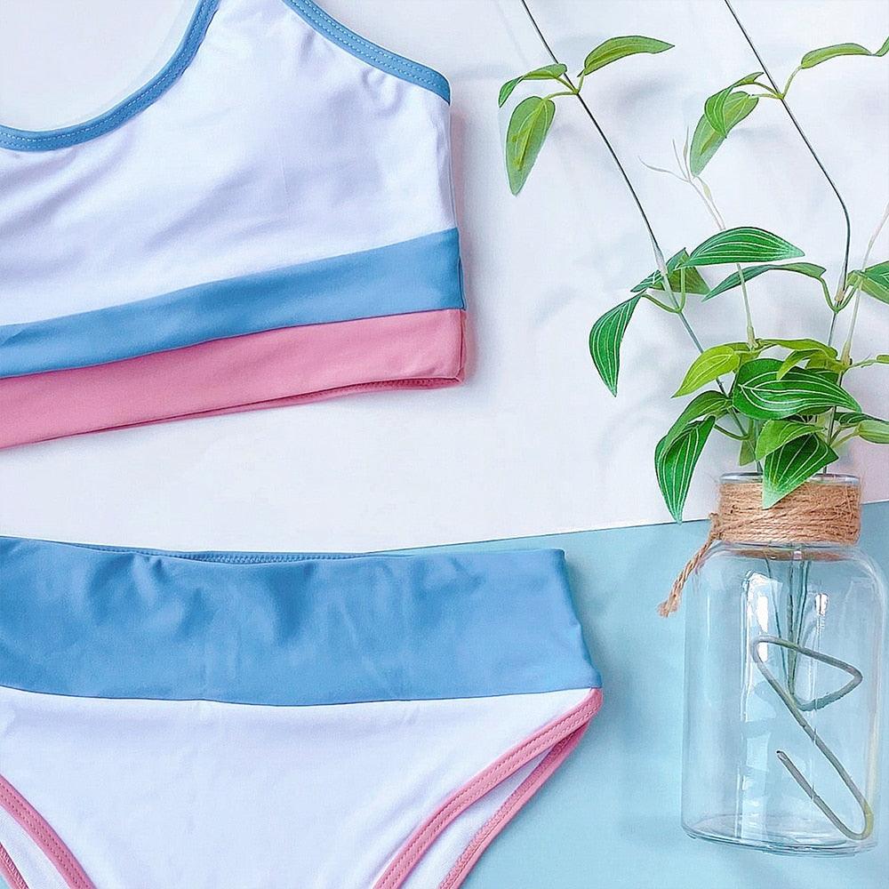 Maillot de bain deux pièces vintage mignon pour femme, maillot de bain fendu, maillot de bain d'été, bikini ample, maillot de bain rétro, maillot de bain de plage tendance, spa d'été, plage, surf, sport
