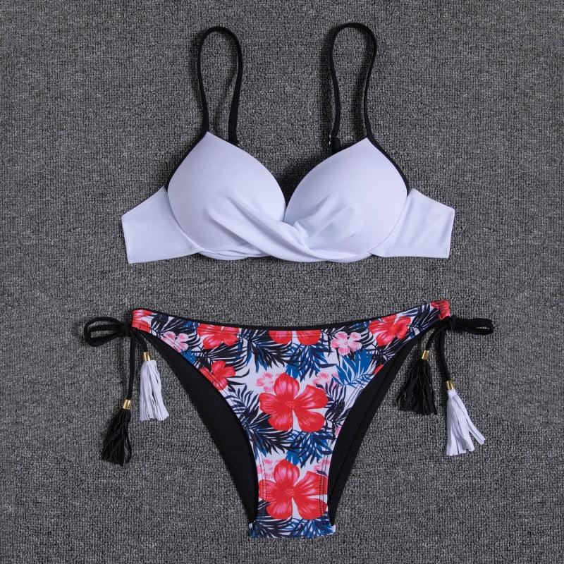 Bikinis Push-Up 2022 Nouveaux Maillots de Bain Bikini Femme Imprimé Floral Maillots de Bain pour Femme Maillots de Bain Deux Pièces Bikini Femme Ensembles Bikini Imprimé Floral Maillot de Bain Vêtements de Plage Maillot de Bain Femme Deux Pièces