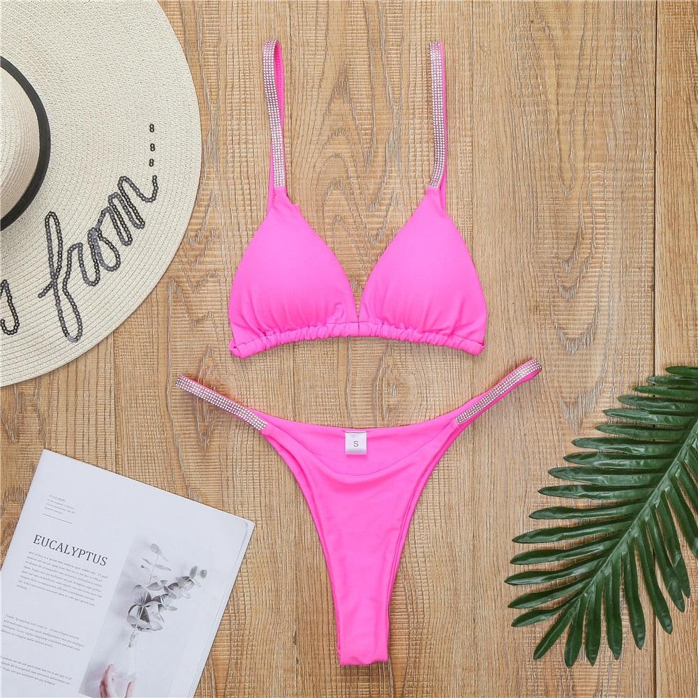 Maillot de bain femme Micro Bikini Uni Noir String Maillots de bain Maillot de bain 2 pièces Bikinis pour femmes Maillot de bain deux pièces pour femmes