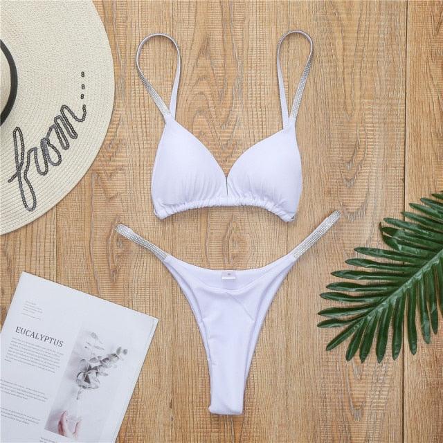 Maillot de bain femme Micro Bikini Uni Noir String Maillots de bain Maillot de bain 2 pièces Bikinis pour femmes Maillot de bain deux pièces pour femmes