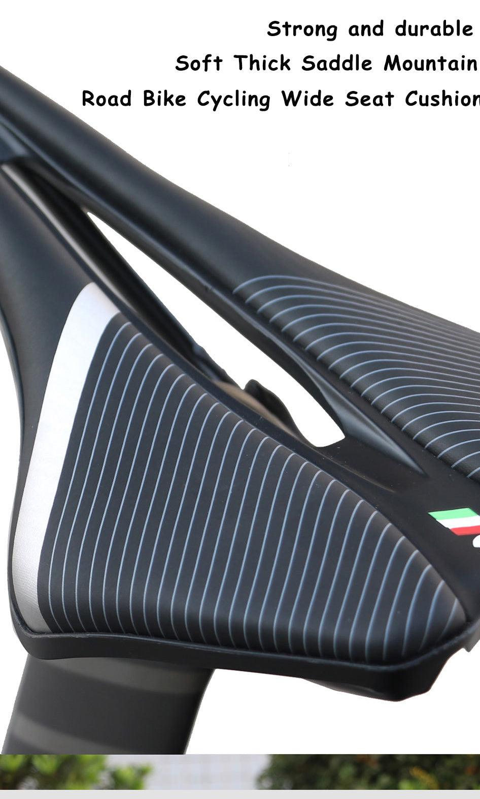Selle de vélo souple et épaisse pour VTT et vélo de route, large coussin de siège de vélo, selle de vélo en carbone, conception ergonomique, confort optimal, selle de vélo avec mousse respirante, coussin de vélo souple pour femmes et hommes
