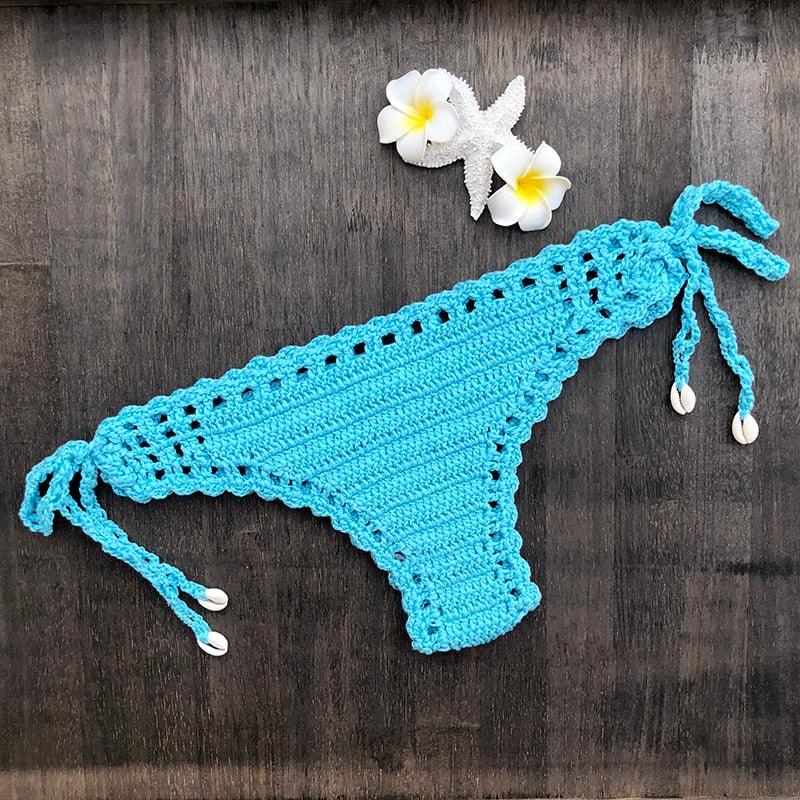 Bikinis au crochet vintage faits à la main Maillots de bain en coton tricotés Maillot de bain deux pièces pour femmes Maillots de bain hauts et bas Bandage de bikini Maillot de bain moderne pour femmes Vêtements de plage pour l'été