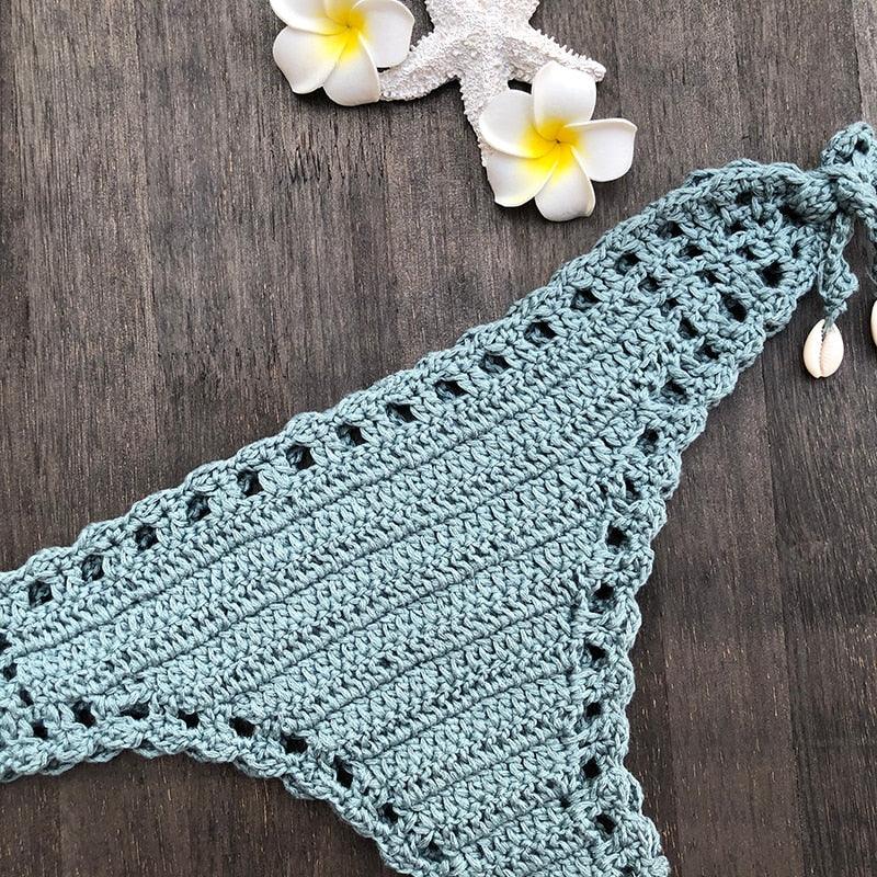 Bikinis au crochet vintage faits à la main Maillots de bain en coton tricotés Maillot de bain deux pièces pour femmes Maillots de bain hauts et bas Bandage de bikini Maillot de bain moderne pour femmes Vêtements de plage pour l'été