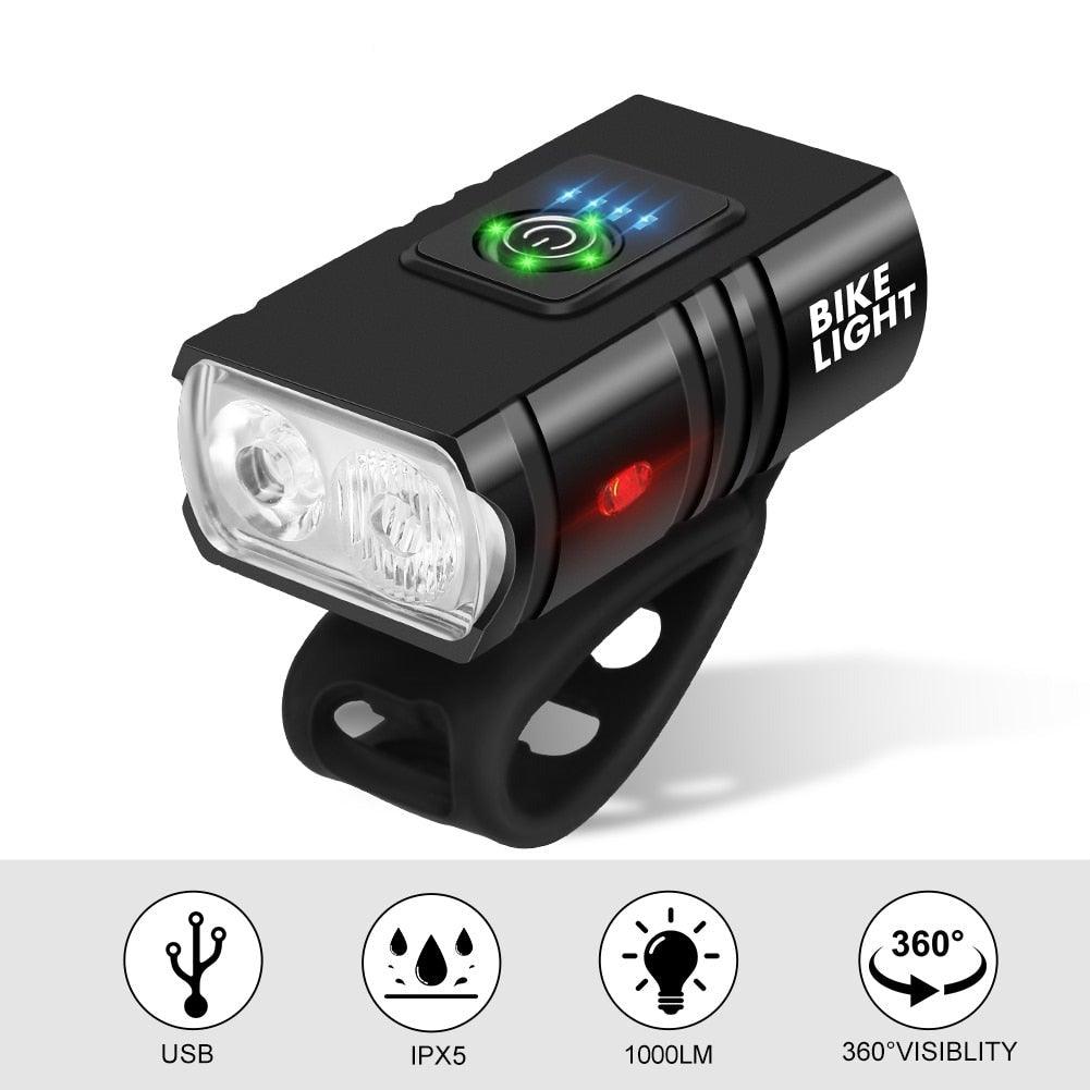 2 lampes LED de vélo, avant et arrière, rechargeables par USB, phares de vélo, feux arrière de cyclisme, éclairage super lumineux avant et arrière de vélo, rechargeables par USB, durables, étanches, pour VTT, casque, route, conduite de nuit, pour vélo