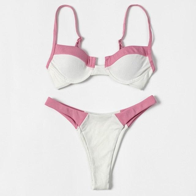 Maillot de bain bikini léopard imprimé animal push-up pour femmes, ensemble bikini, maillot de bain bandeau de plage, maillot de bain pour femmes, ensembles bikini deux pièces décontractés à imprimé léopard, taille haute, triangle