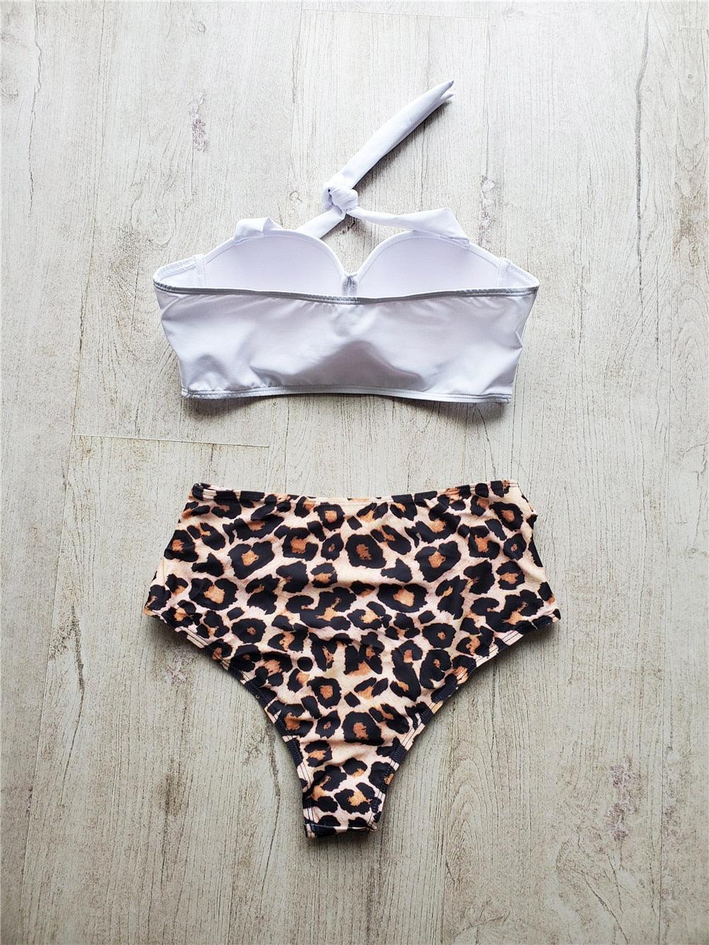 Ensemble de bikini floral feuille femme dos nu taille haute deux pièces maillot de bain de plage maillot de bain femme bikini à volants bandage taille haute bas maillot de bain deux pièces