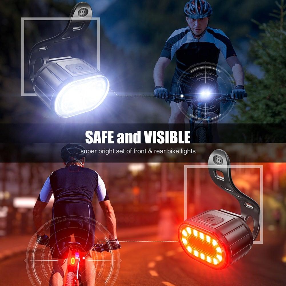 2 lampes LED de vélo, avant et arrière, rechargeables par USB, phares de vélo, feux arrière de cyclisme, éclairage super lumineux avant et arrière de vélo, rechargeables par USB, durables, étanches, pour VTT, casque, route, conduite de nuit, pour vélo