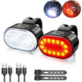 2 lampes LED de vélo, avant et arrière, rechargeables par USB, phares de vélo, feux arrière de cyclisme, éclairage super lumineux avant et arrière de vélo, rechargeables par USB, durables, étanches, pour VTT, casque, route, conduite de nuit, pour vélo