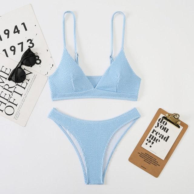 Women One-Shoulder Bikini Swimsuit Women Push Up Swimwear Women's Bathing Suit Comfortable Bikini Ribbed Two Piece Swimsuit Bikini Set Summer Bathing Suit Beach Wear Swimming Suit
