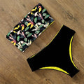 Maillot de Bain Bikini Femme Imprimé Floral Taille Haute Ensemble Bikini Bretelles Croisées Maillot de Bain Femme Tenue de Plage Maillots de Bain Bikini Femme Deux Pièces sans Bretelles