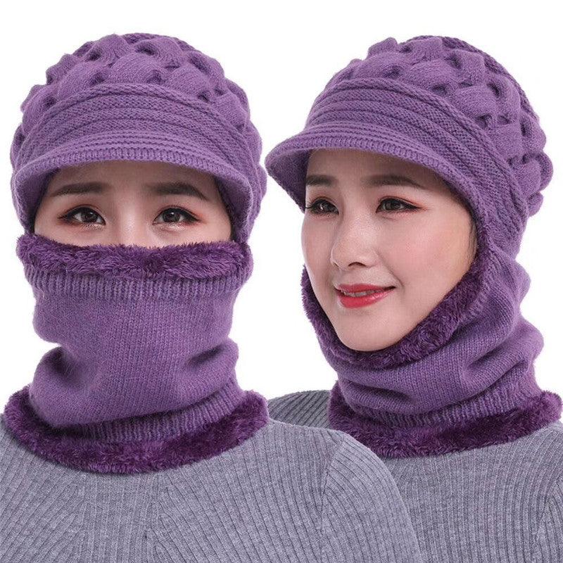 Nouveau bonnet cagoule d'hiver - Bonnet mère femme chaud épais - Bonnets de cyclisme d'extérieur rayés Gorgas - Ensemble bonnet écharpe masque - Bonnet de sport d'extérieur chaud pour homme - Bonnets tricotés - Bandana de randonnée - Cache-cou enfant