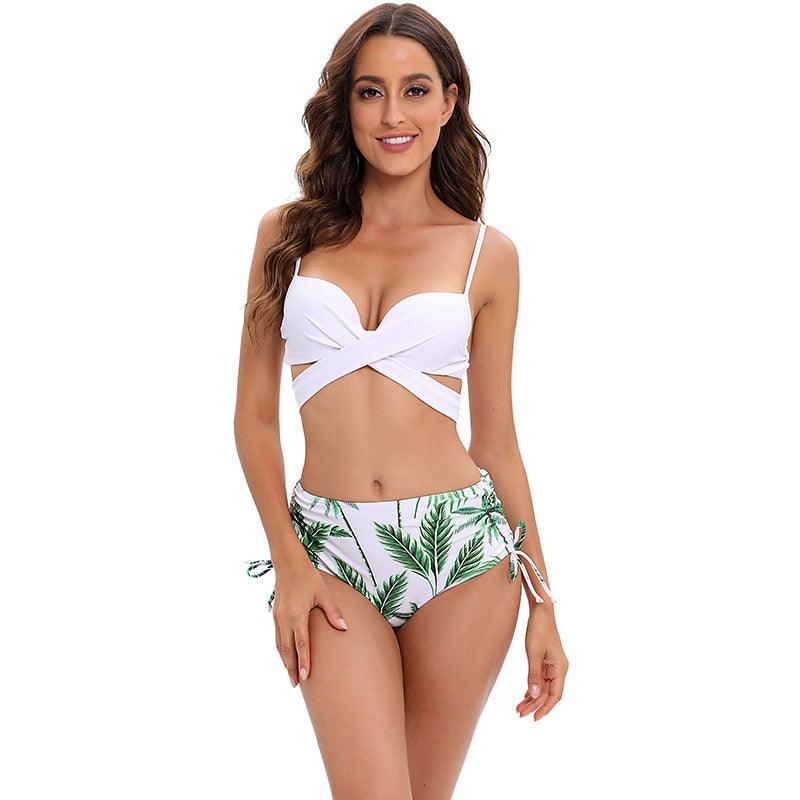 Maillot de bain push-up 3 pièces pour femme avec paréo, ensemble bikini 3 pièces tendance pour femme avec haut tie-dye, jupe paréo, maillot de bain push-up