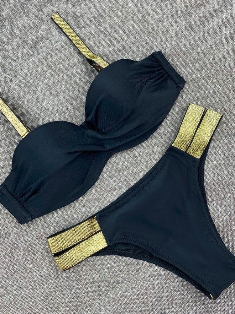 Ensembles de bikini couleur unie maillot de bain taille moyenne bonnets froncés bikinis maillots de bain pour femmes maillots de bain de plage ensembles deux pièces bikinis triangle pour femmes