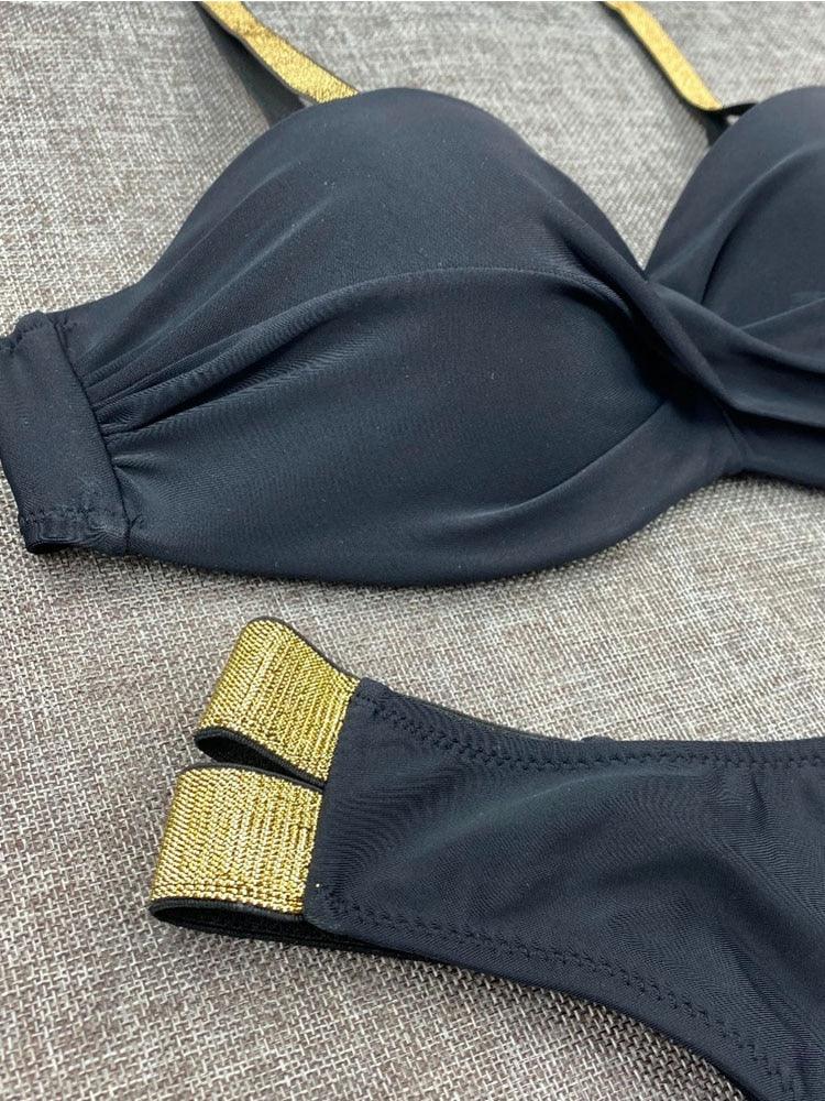 Ensembles de bikini couleur unie maillot de bain taille moyenne bonnets froncés bikinis maillots de bain pour femmes maillots de bain de plage ensembles deux pièces bikinis triangle pour femmes