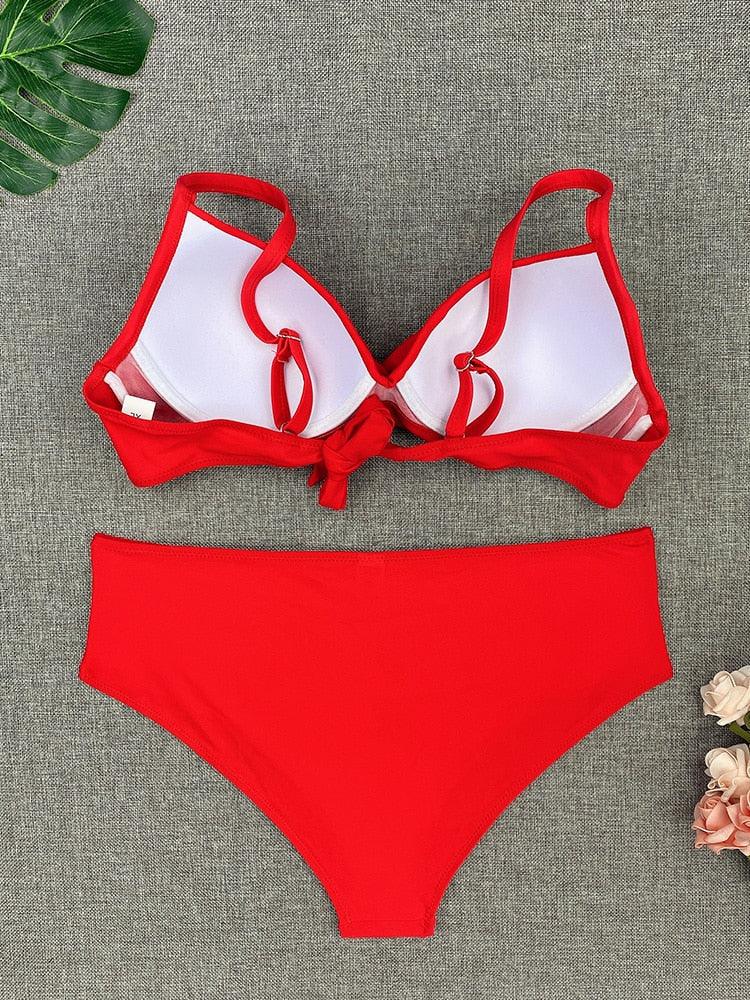 Ensembles de bikini couleur unie maillot de bain taille moyenne bonnets froncés bikinis maillots de bain pour femmes maillots de bain de plage ensembles deux pièces bikinis triangle pour femmes