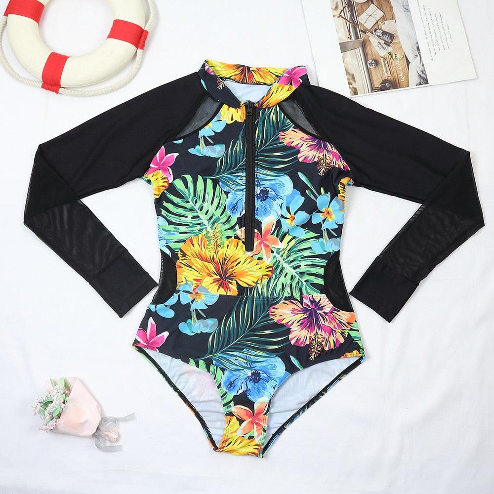 Maillot de bain de surf pour femme Bikini manches longues Maillot de bain imprimé tigre Push Up Maillot de bain d'été deux pièces Rash Guard de surf Bikini manches longues Ensemble maillot de bain