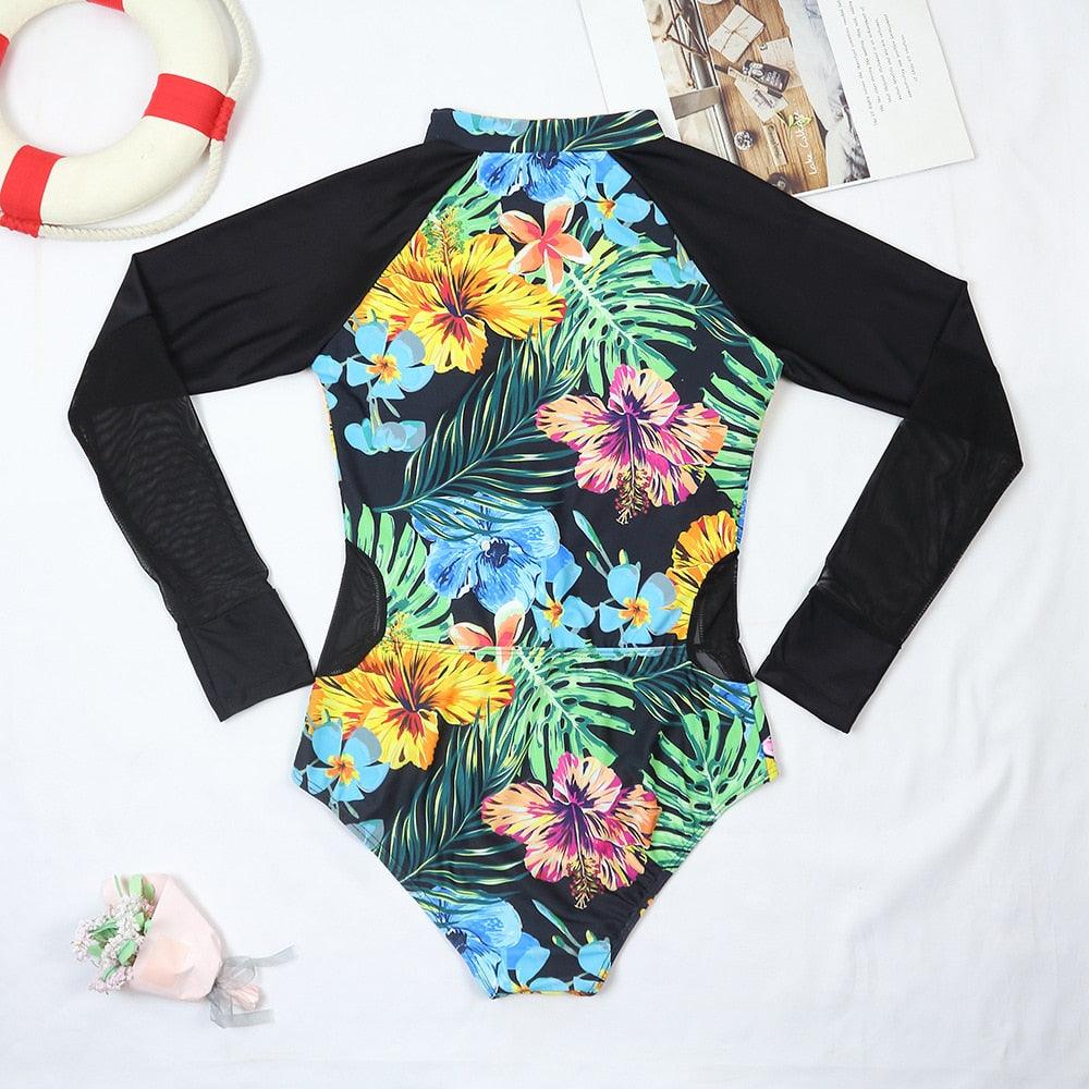 Maillot de bain de surf pour femme Bikini manches longues Maillot de bain imprimé tigre Push Up Maillot de bain d'été deux pièces Rash Guard de surf Bikini manches longues Ensemble maillot de bain