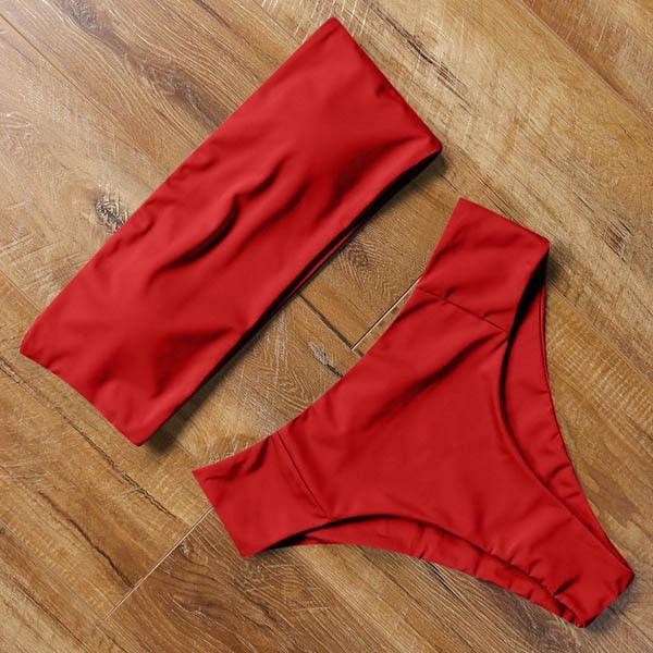 Maillot de Bain Bandage Bikini Femmes Maillot de Bain Taille Haute Ensemble Bikini Maillot de Bain Push Up Femmes Bretelles Spaghetti Bandeau Laçage Taille Haute Ensemble Bikini 2 Pièces