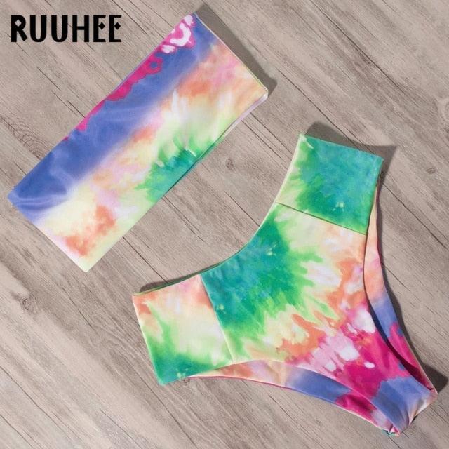 Maillot de Bain Bandage Bikini Femmes Maillot de Bain Taille Haute Ensemble Bikini Maillot de Bain Push Up Femmes Bretelles Spaghetti Bandeau Laçage Taille Haute Ensemble Bikini 2 Pièces