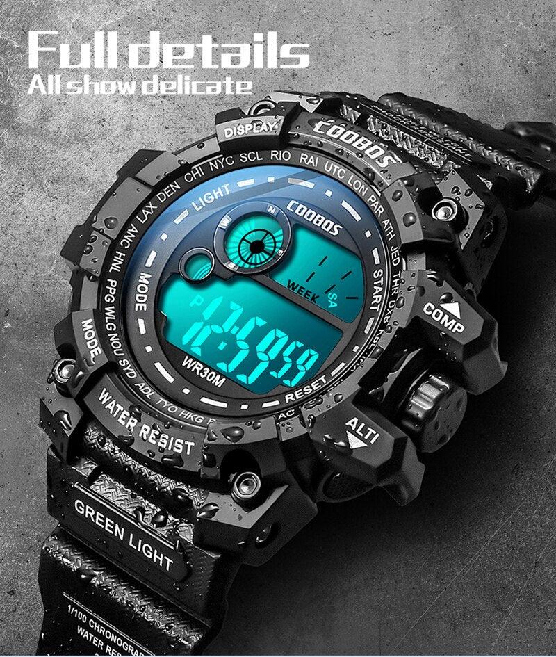 Montres lumineuses pour enfants à la mode pour garçons, étanches, à bracelet en silicone, montres de sport à LED numériques, montres de sport pour enfants, montres numériques multifonctions étanches pour garçons