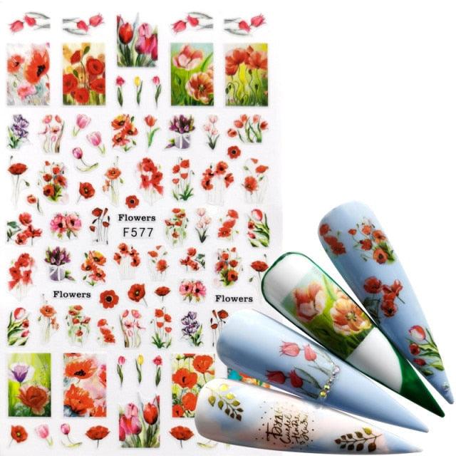 Décorations d'ongles 3D autocollantes avec motif flamant rose, lettre russe noire, décalcomanies, accessoires de manucure, décalcomanies holographiques, autocollants adhésifs pour ongles, fournitures d'ongles 3D, transfert, autocollants pour manucure