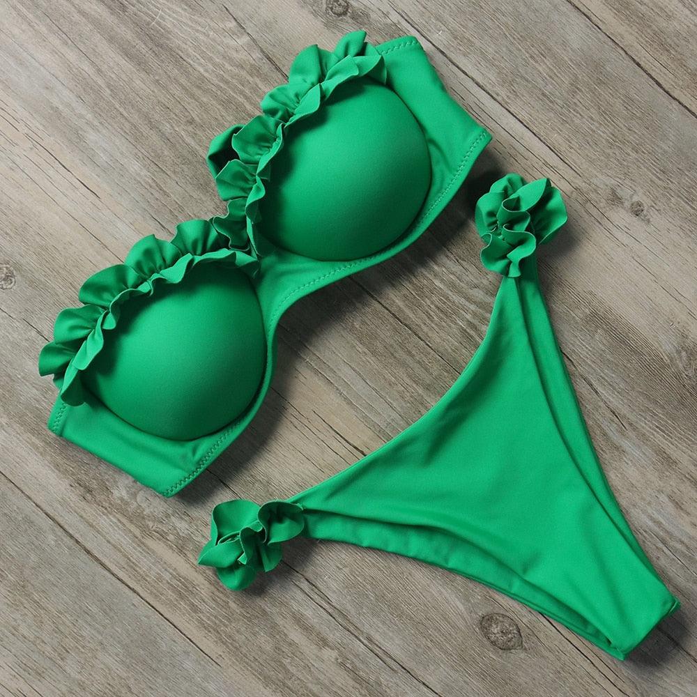 Maillot de bain bikini pour femme, ensemble bikini léopard, bas de bikini triangle, maillot de bain deux pièces, push-up, tenue de plage d'été pour femme