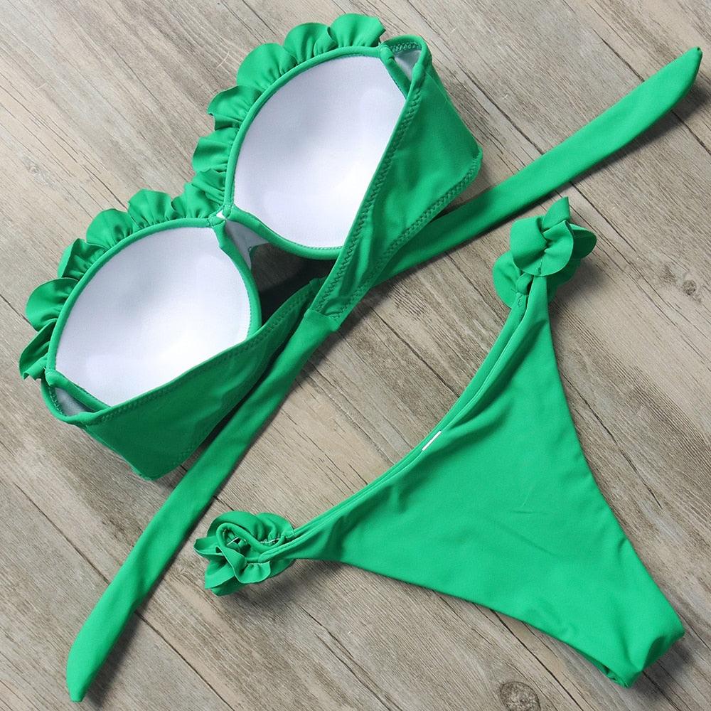 Maillot de bain bikini pour femme, ensemble bikini léopard, bas de bikini triangle, maillot de bain deux pièces, push-up, tenue de plage d'été pour femme