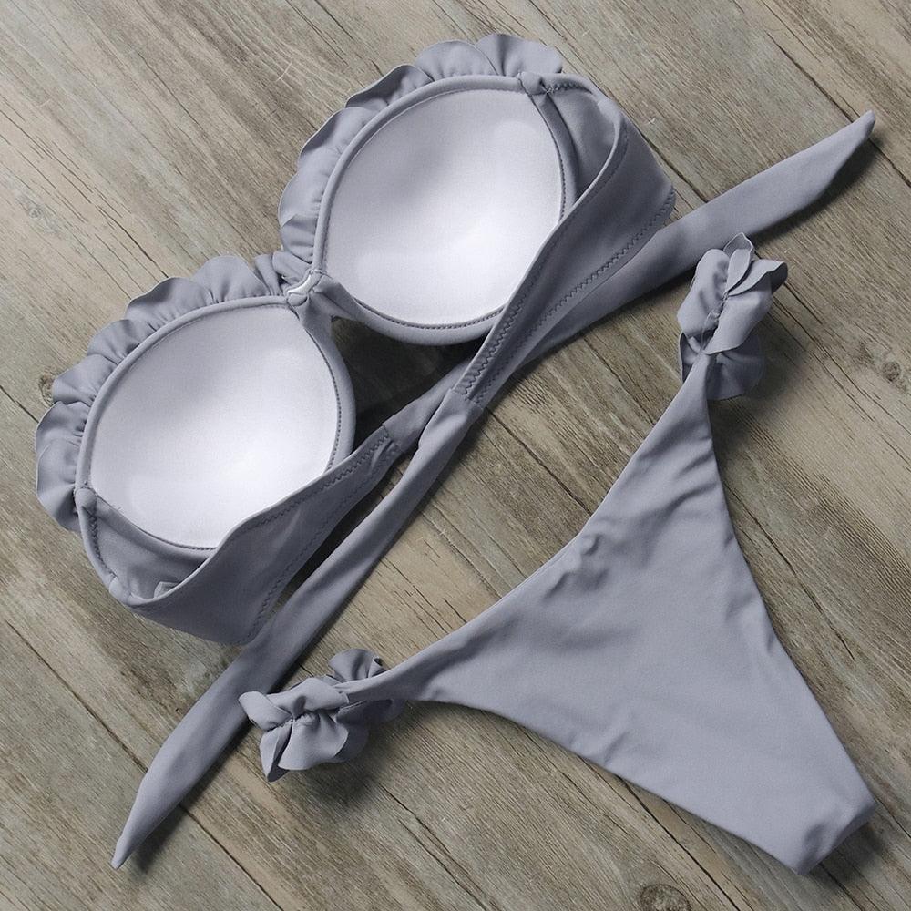 Maillot de bain bikini pour femme, ensemble bikini léopard, bas de bikini triangle, maillot de bain deux pièces, push-up, tenue de plage d'été pour femme