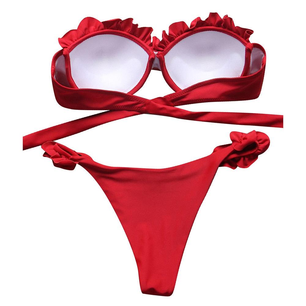 Maillot de bain bikini pour femme, ensemble bikini léopard, bas de bikini triangle, maillot de bain deux pièces, push-up, tenue de plage d'été pour femme
