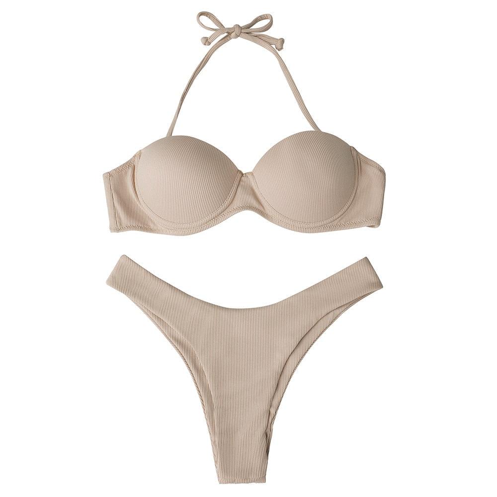 Maillot de bain bikini pour femme, ensemble bikini léopard, bas de bikini triangle, maillot de bain deux pièces, push-up, tenue de plage d'été pour femme