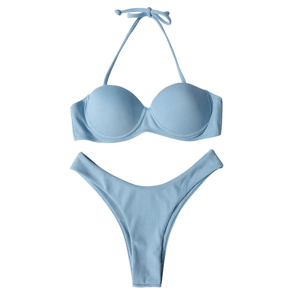 Maillot de bain bikini pour femme, ensemble bikini léopard, bas de bikini triangle, maillot de bain deux pièces, push-up, tenue de plage d'été pour femme