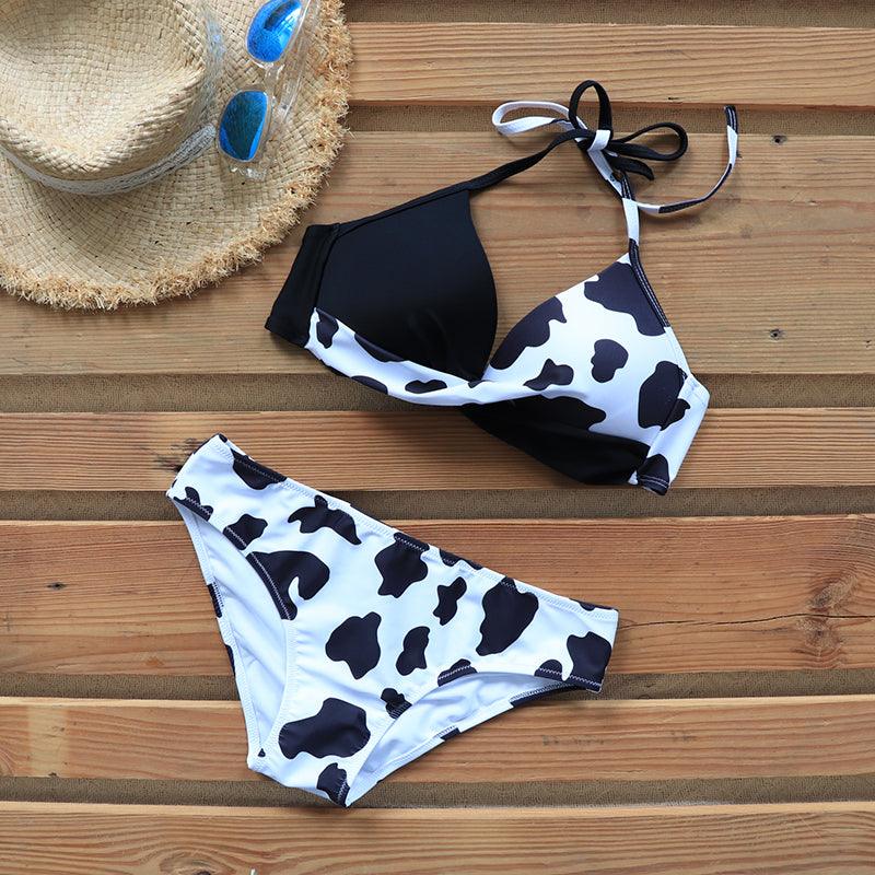 Maillot de Bain Femme Push Up Bikinis Maillots de Bain Femme Push Up Dos Nu Bandage Bikini Imprimé Floral Bas de Maillot de Bain Deux Pièces Maillots de Bain Femme Dos Nu Imprimé Feuilles Vêtements de Plage Grande Taille