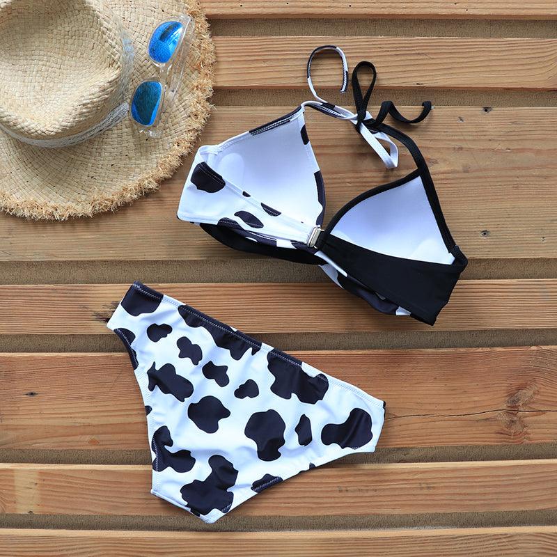 Maillot de Bain Femme Push Up Bikinis Maillots de Bain Femme Push Up Dos Nu Bandage Bikini Imprimé Floral Bas de Maillot de Bain Deux Pièces Maillots de Bain Femme Dos Nu Imprimé Feuilles Vêtements de Plage Grande Taille