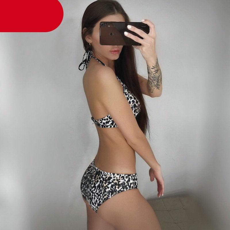 Maillot de Bain Femme Push Up Bikinis Maillots de Bain Femme Push Up Dos Nu Bandage Bikini Imprimé Floral Bas de Maillot de Bain Deux Pièces Maillots de Bain Femme Dos Nu Imprimé Feuilles Vêtements de Plage Grande Taille