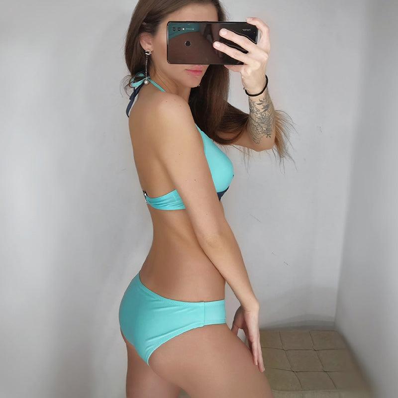 Maillot de Bain Femme Push Up Bikinis Maillots de Bain Femme Push Up Dos Nu Bandage Bikini Imprimé Floral Bas de Maillot de Bain Deux Pièces Maillots de Bain Femme Dos Nu Imprimé Feuilles Vêtements de Plage Grande Taille