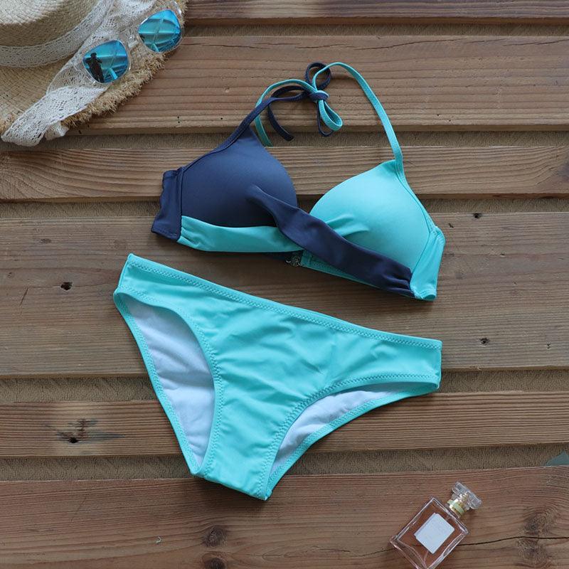 Maillot de Bain Femme Push Up Bikinis Maillots de Bain Femme Push Up Dos Nu Bandage Bikini Imprimé Floral Bas de Maillot de Bain Deux Pièces Maillots de Bain Femme Dos Nu Imprimé Feuilles Vêtements de Plage Grande Taille