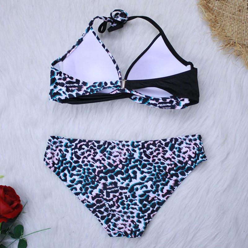 Maillot de Bain Femme Push Up Bikinis Maillots de Bain Femme Push Up Dos Nu Bandage Bikini Imprimé Floral Bas de Maillot de Bain Deux Pièces Maillots de Bain Femme Dos Nu Imprimé Feuilles Vêtements de Plage Grande Taille