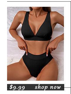 Maillots de bain taille haute bikinis femmes push-up maillots de bain ensembles bikini taille haute unis maillot de bain sportif deux pièces maillot de bain col rond pour femmes maillots de bain côtelés coupe haute vêtements de plage d'été