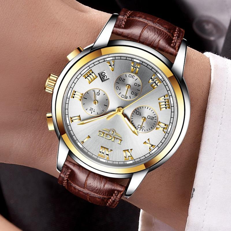 Montre Élégante pour Homme avec Chronomètres et Bracelets en Cuir Style Affaires Cadeau Parfait Excellent Look